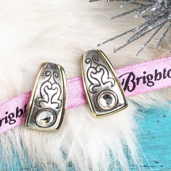 Brighton Aries Two Tone Crystal Drop Post Earrings - Picture 2 of 5